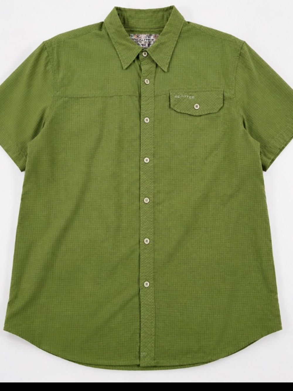 Realtree Ripstop Short Sleeve Button Up Shirt Olive Green XL Vented Outdoor